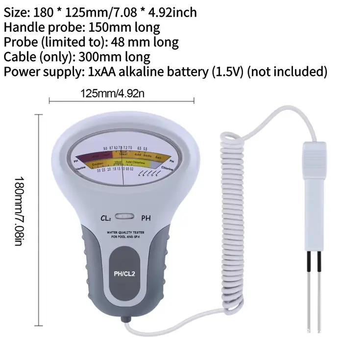 Compteur de PH et de chlore professionnel CL2, moniteur d'eau de mesure avec sonde pour piscine, Spa