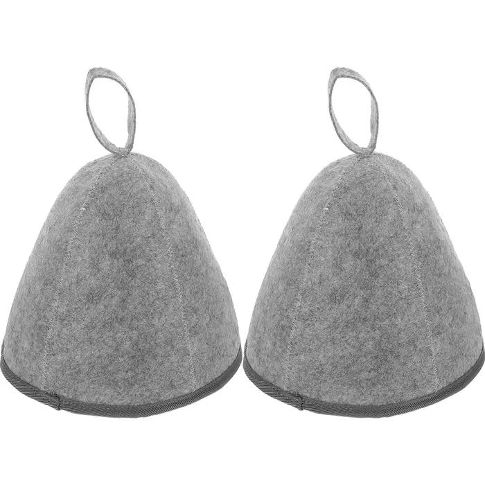 Chapeau de Sauna en feutre de laine, 2 pièces, bonnet de douche épais, chapeaux de bain pour seau gr