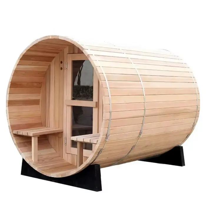 Sauna en cèdre rouge personnalisé, cabine de sauna traditionnelle à vapeur sèche pour l'extérieur, p