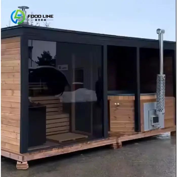 Sauna extérieur en cèdre rouge personnalisé de qualité supérieure pour 5-6 personnes avec ensemble d