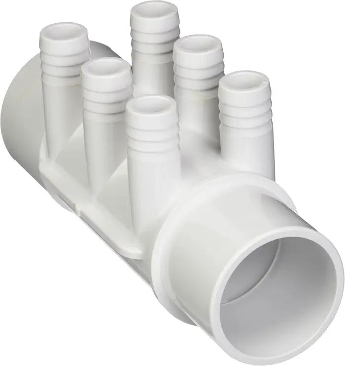 Distributeur de spa, collecteur d'eau chaude en PVC à 6 brins, 2" x 2" Spg avec 6 ports de 3/4", col