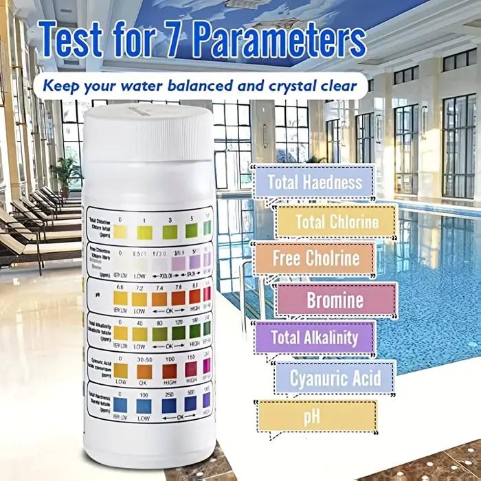 Lot de bandelettes de test d'eau pour piscine et spa, 6 voies, pour PH, combo, brome, alcalinité, ac