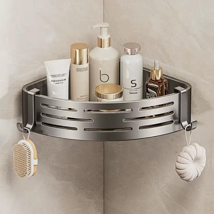 Étagère de douche d'angle spatial, organisateur de salle de bain mural sans perçage, conception tria