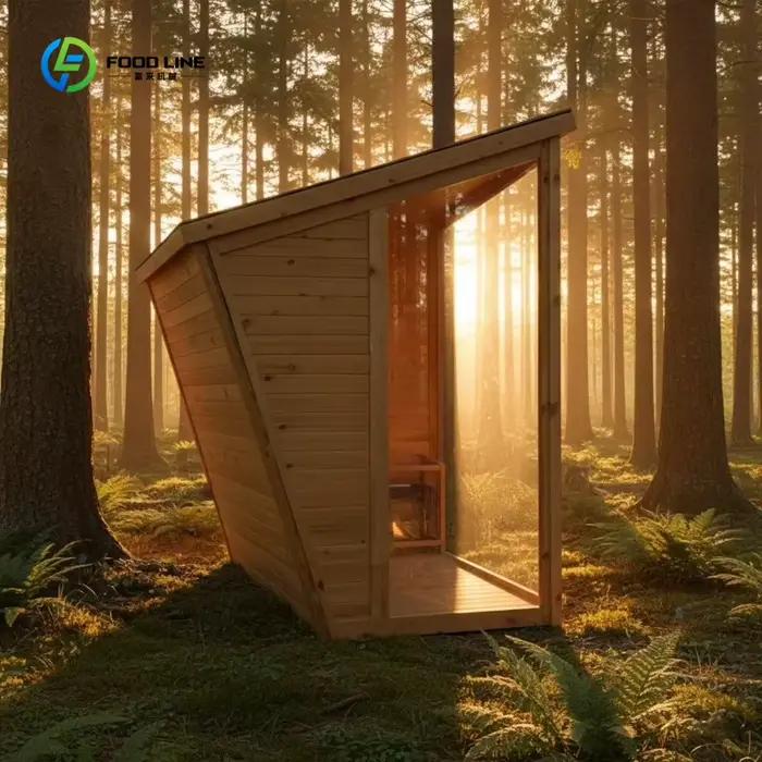 Sauna finlandaise extérieure personnalisée en verre trempé pour 4 à 6 personnes, en bois massif, ave