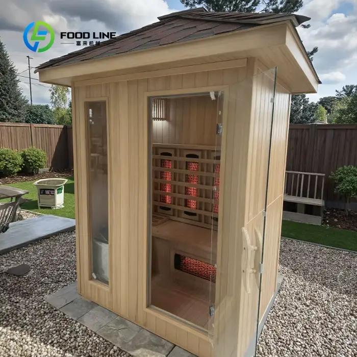 Sauna extérieur personnalisé, cabine de sauna à vapeur pour 2 à 4 personnes, en cèdre rouge avec fen