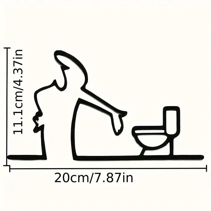 Panneau de toilette moderne 2D, décoration de maison, cadre plat en métal noir, facile à installer, 