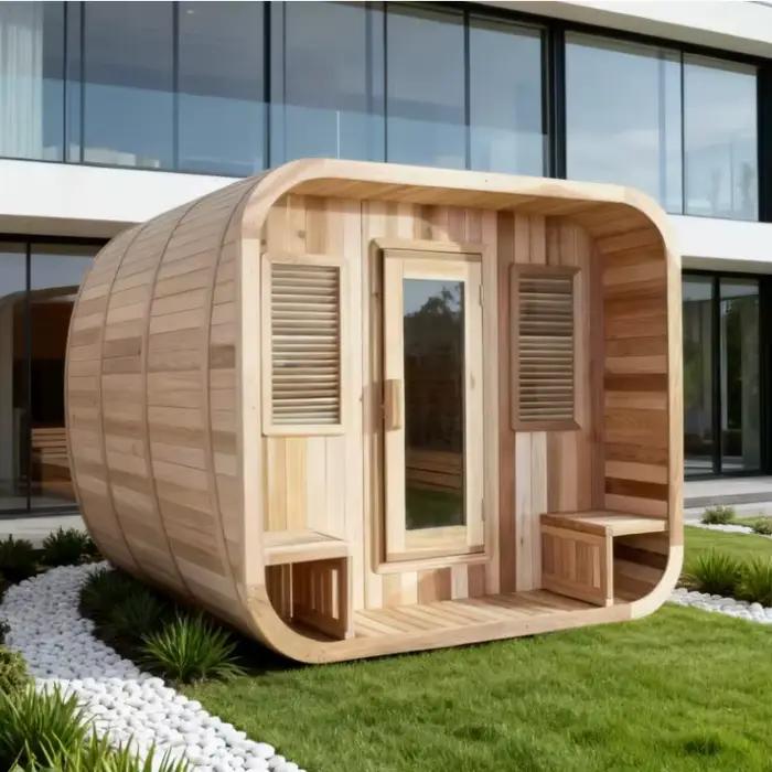 Sauna infrarouge sec personnalisé pour 3-4 personnes, intérieur/extérieur, en cèdre rouge canadien, 