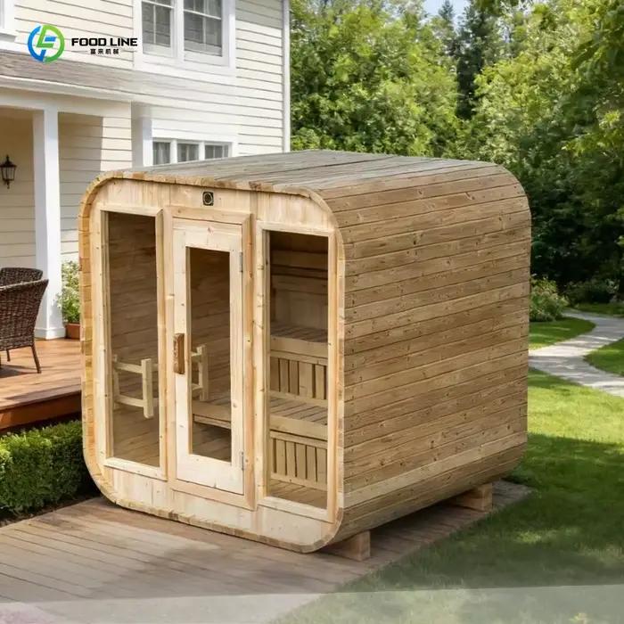 Cabine de sauna extérieure en bois personnalisée, vapeur humide, design moderne pour une utilisation