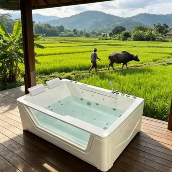 Nouvelle Conception en Promotion : Jacuzzi Spa Extérieur 5 Personnes avec Massage, Baignoire en Acry