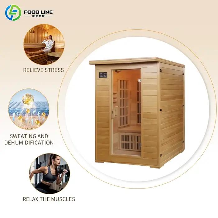 Sauna à vapeur extérieur commercial, grande capacité pour 6 à 8 personnes, sauna en bois massif pour