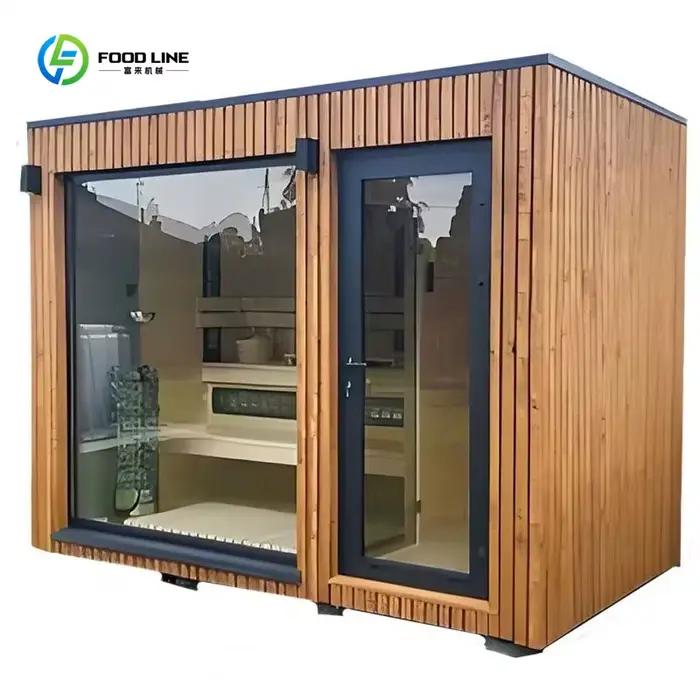 Sauna extérieur moderne au design traditionnel, vapeur sèche premium, pour 4 personnes, chauffage él