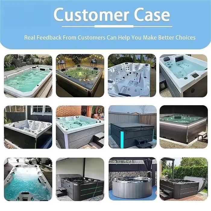 Spa de nage commercial personnalisé 6M pour 8-10 personnes, en acrylique, autoportant, double zone (