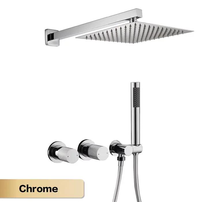 Système de douche mural de luxe en laiton gris anthracite, mitigeur de bain encastré 2 fonctions, do
