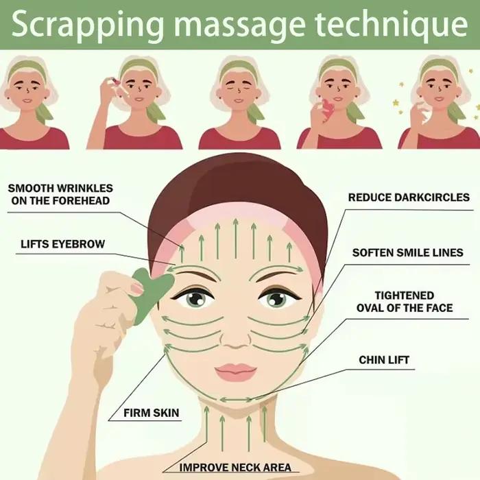 Masseur de peau Gua Sha en pierre de Jade 100% naturelle