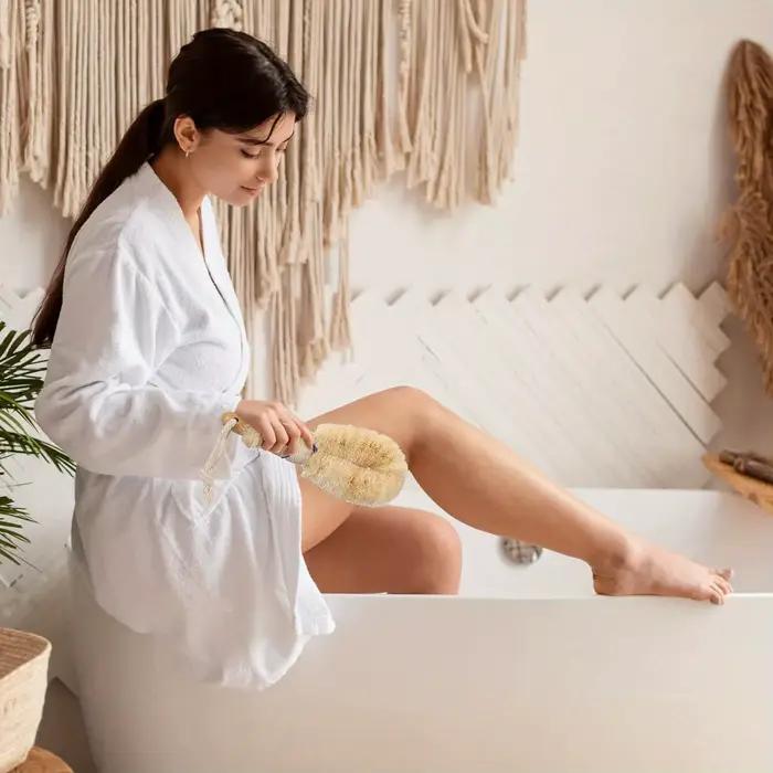 Brosse corporelle exfoliante en sisal naturel pour peau saine et radieuse massage lymphatique circulation peau lisse éclatante occasions spéciales femmes