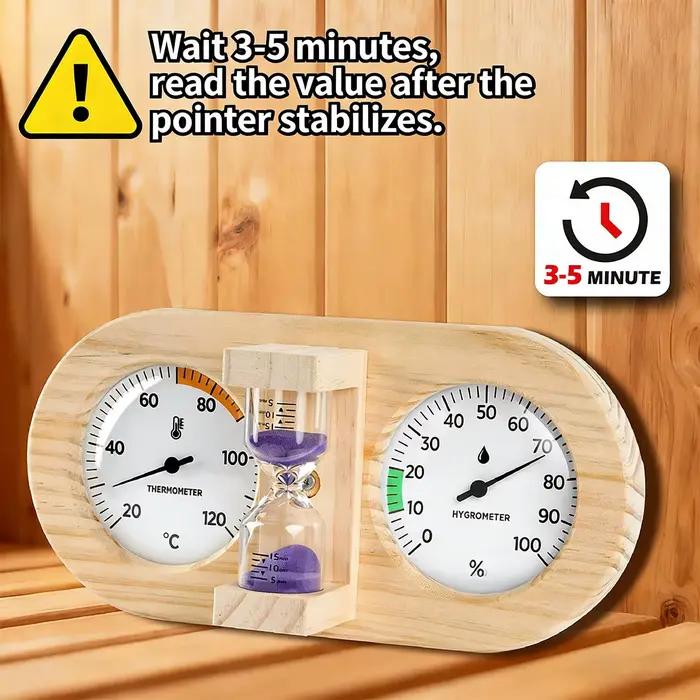 Thermomètre et hygromètre en bois à fixation murale pour sauna