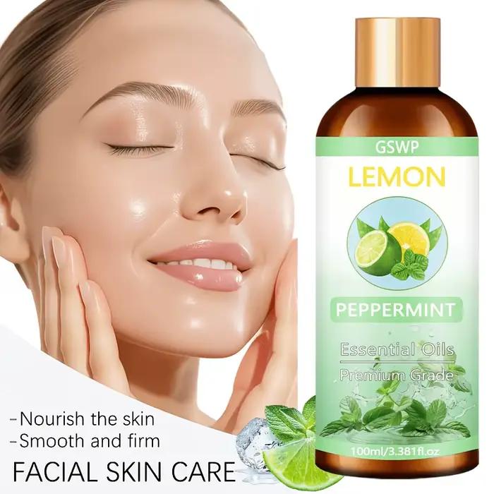 Huile essentielle de citron et de menthe poivrée GSWP hydratante pour soins de la peau estivaux revitalisante pour homme et femme usages quotidiens et vacances