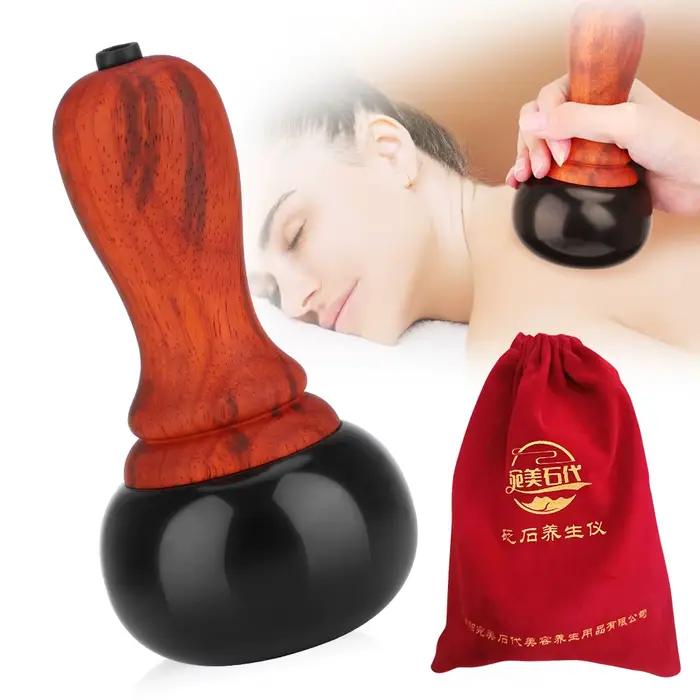 Pierre chaude électrique Gua Sha masseur naturel Bianstone GuaSha grattage dos cou visage détendre les Muscles Massage peau ascenseur soin Spa
