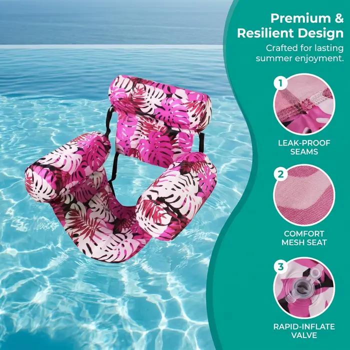 Chaise flottante avec accoudoirs et dossier ergonomiques hamac aquatique pour détente en piscine pour adultes occasions estivales et familiales