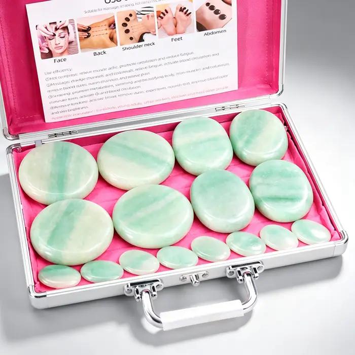 Ensemble de pierres de massage en jade vert