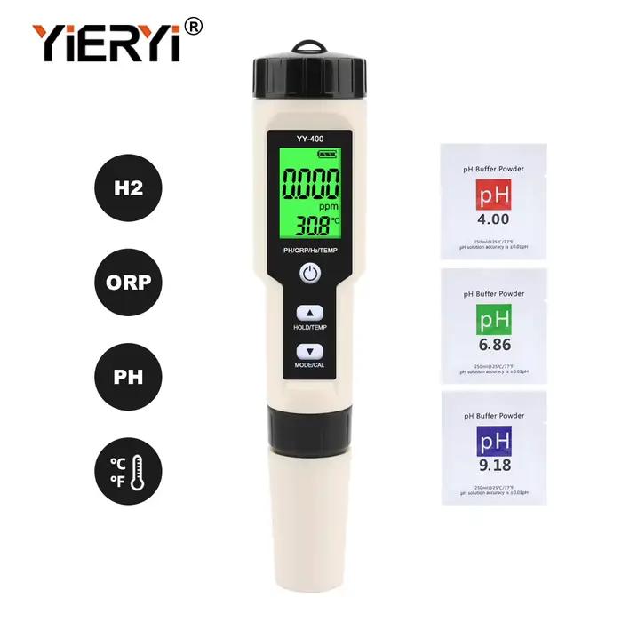 Testeur d'eau hydrogénée Yieryi 4 en 1 H2 PH ORP TEMP, analyseur d'oxygène réactif ATC 0-2400PPb pou