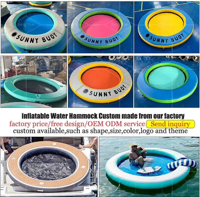 Hamac flottant gonflable rond pour l'eau, flotteurs de rivière, radeau de lac, transat de piscine, p