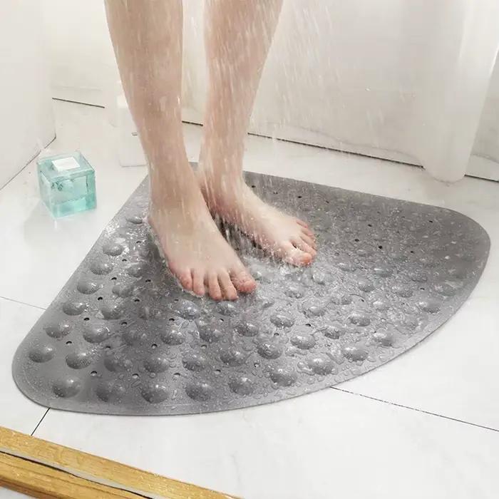 Tapis de douche d'angle antidérapant 53x53cm, tapis de bain triangulaire pour l'intérieur de la douc