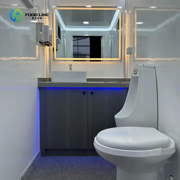 Cabine de douche extérieure portable personnalisée, toilettes préfabriquées de luxe avec WC pour mar