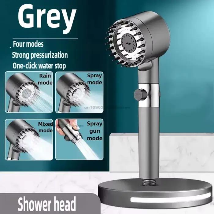 Filtre de douche quatre modes, accessoires de salle de bains, pomme de douche de massage, rempli de