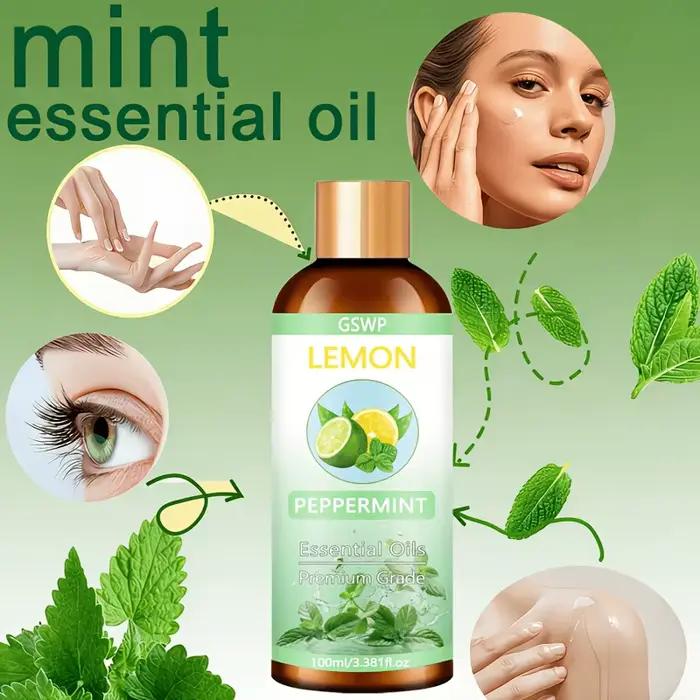 Huile essentielle de citron et de menthe poivrée GSWP hydratante pour soins de la peau estivaux revitalisante pour homme et femme usages quotidiens et vacances