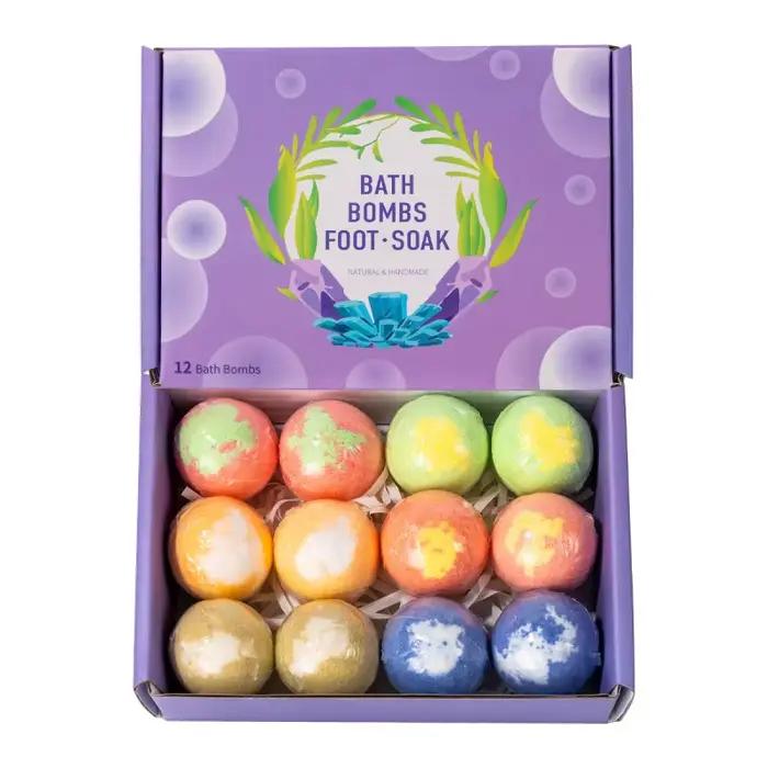 12 pièces 20g/60g Cadeau de bain Mini bombe de bain naturelle faite à la main pour les pieds Spa riche en huiles essentielles Hydratant Peau sèche Parfum relaxant