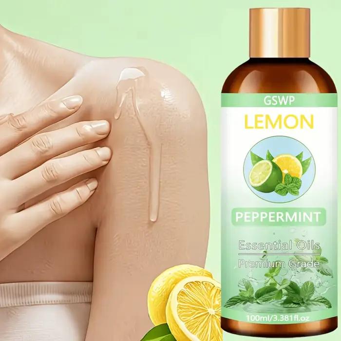 Huile essentielle de citron et de menthe poivrée GSWP hydratante pour soins de la peau estivaux revitalisante pour homme et femme usages quotidiens et vacances