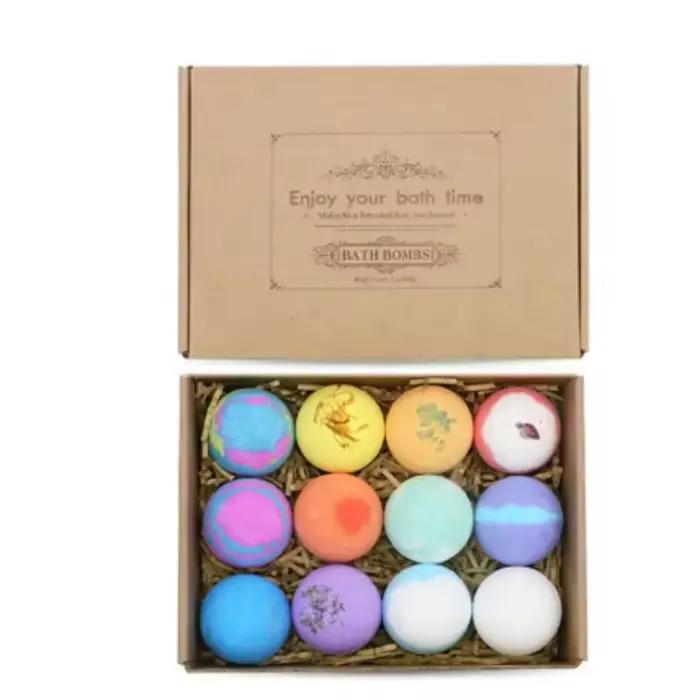 12 pièces 20g/60g Cadeau de bain Mini bombe de bain naturelle faite à la main pour les pieds Spa riche en huiles essentielles Hydratant Peau sèche Parfum relaxant