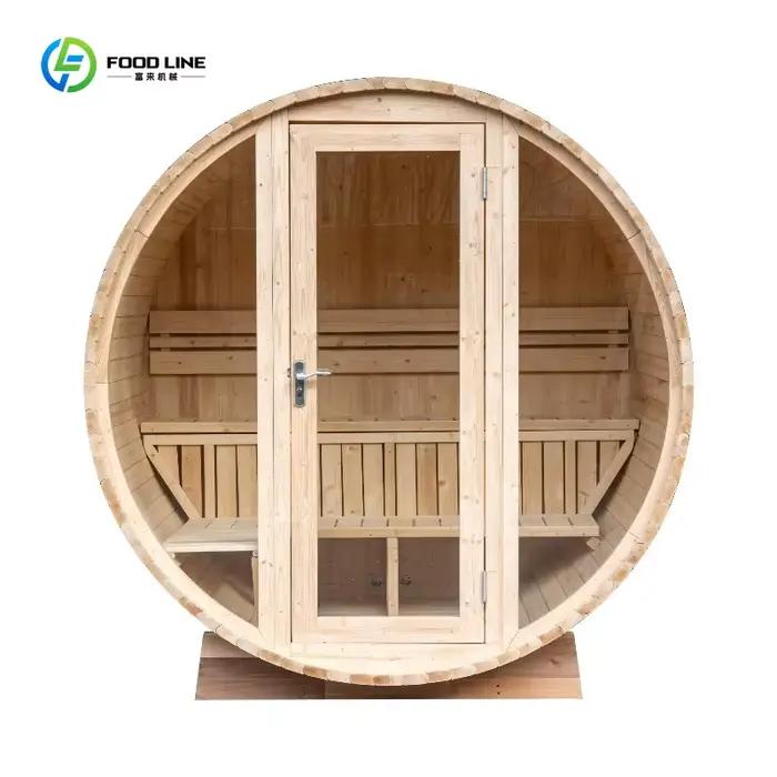 Sauna en bois massif traditionnel extérieur panoramique de luxe pour 2 personnes
