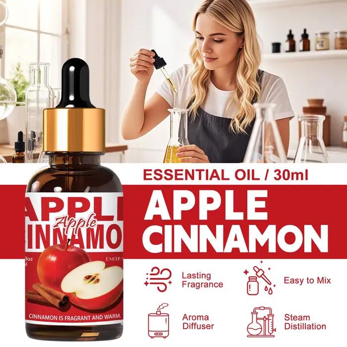 Huile essentielle de pomme et cannelle 30ml pour désodorisant, aromathérapie, bricolage et cadeau naturel pour maison et bureau