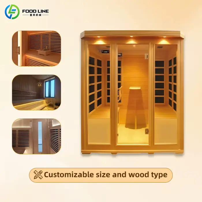 Sauna à vapeur extérieur pour hôtel spa parc aquatique bois massif capacité 6 à 8 personnes facile à utiliser durable pour détente relaxante