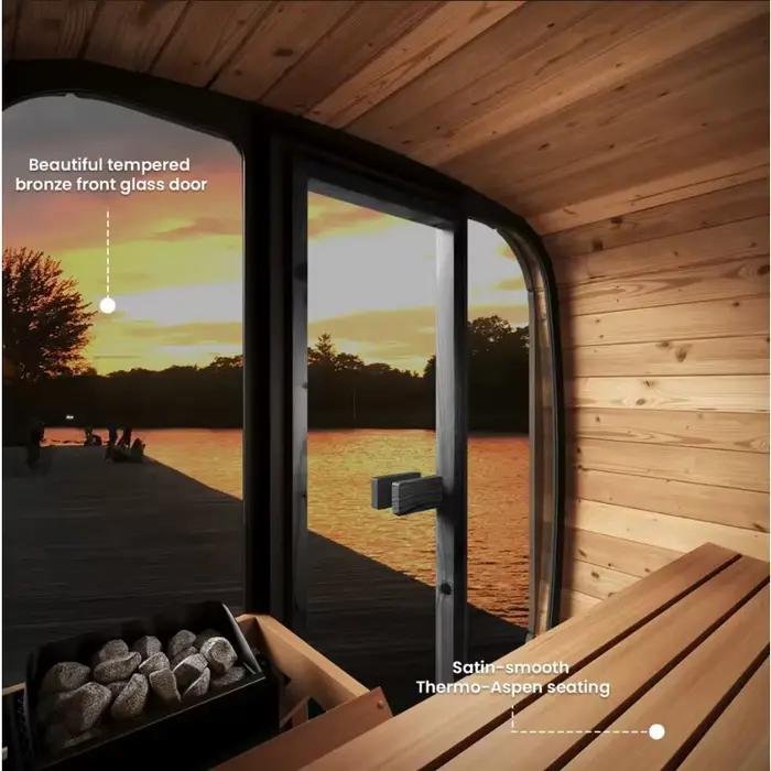Sauna extérieur en bois massif personnalisable pour 3-4 personnes avec chauffage à bois ou électrique pour spa, villa, hôtel, parc et cour intérieure ou extérieure