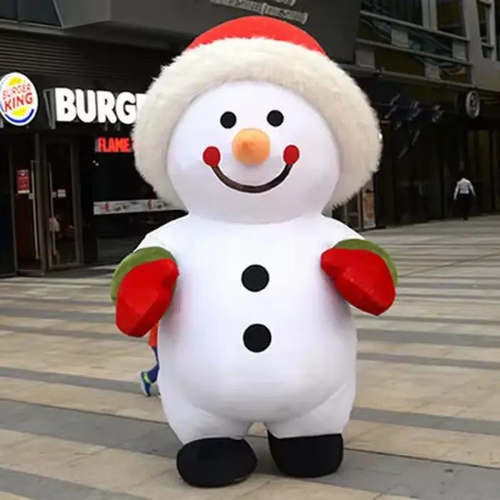 Costume de Bonhomme de Neige Gonflable pour Adultes Occasionnels Spéciales Polyester Joyeux Fête Noël Halloween