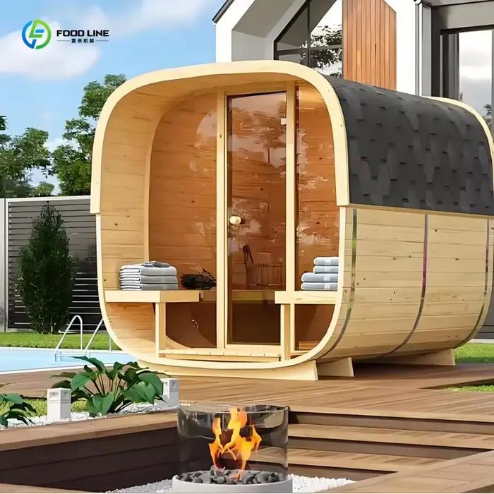 Sauna extérieur de qualité professionnelle pour hôtel, construction de haut niveau, offre une expérience spa de luxe ultime