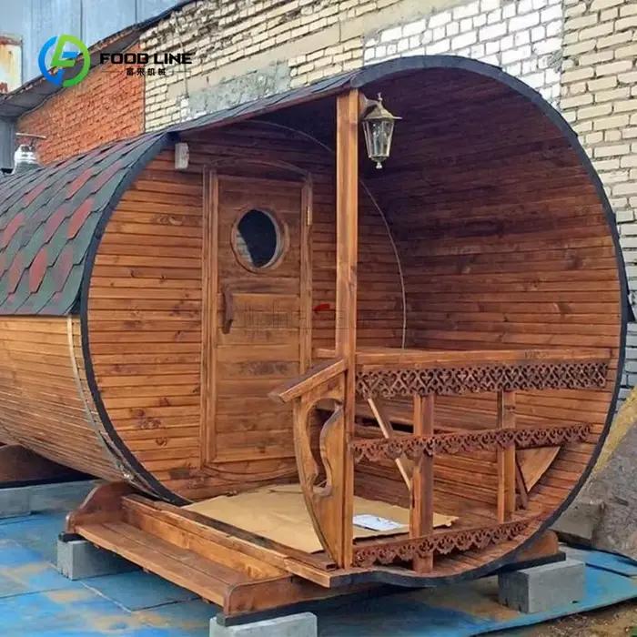 Sauna finlandais traditionnel en cèdre rouge et pin finlandais pour extérieur, sauna en forme de baril, relaxant et durable pour villa