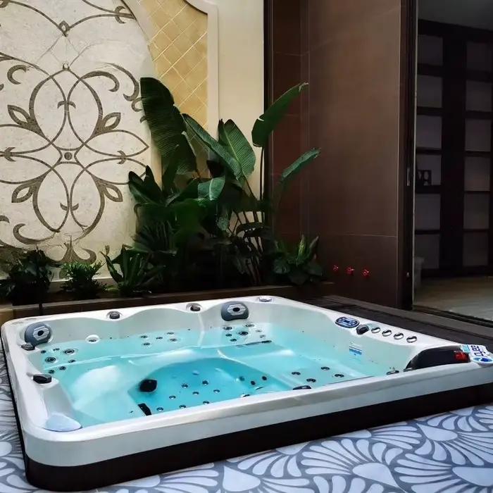 Spa Jacuzzi Extérieur Autoportant en Acrylique Extra Large Personnalisable pour 6 à 8 Personnes avec Système à 5 Pompes pour Fêtes en Jardin