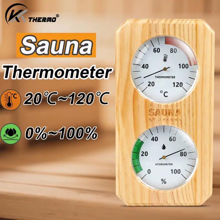 Thermomètre hygromètre en bois pour sauna 20-120 ° Jauge d'humidité C 0-100% pour salle de bain