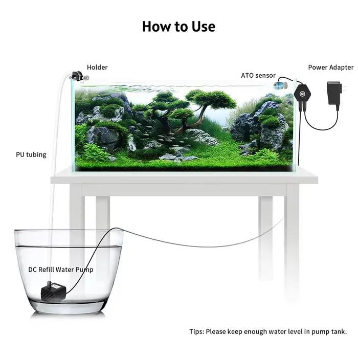Contrôleur de niveau d'eau automatique Fzone ATO 580P avec pompe et capteur QST pour aquarium marin et récif
