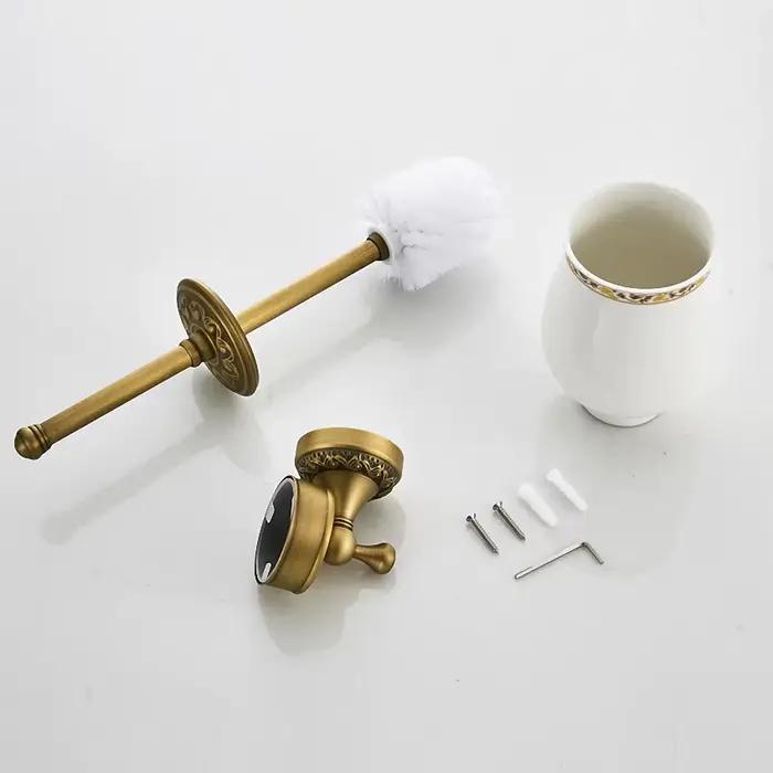 Porte-brosse de toilette en métal avec finition laiton pour salle de bains élégante et moderne à offrir pour des occasions spéciales