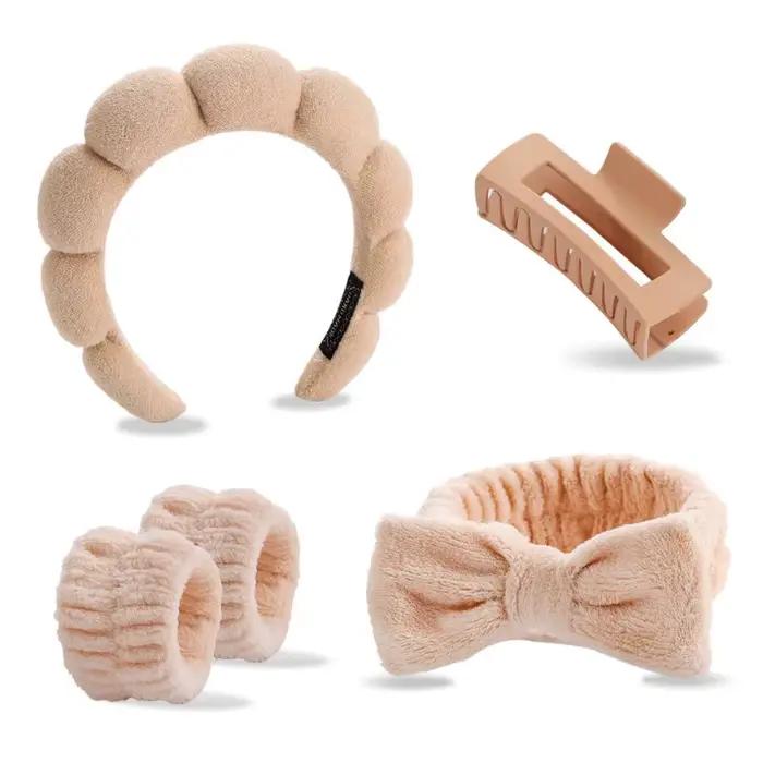 Lot de 5 bandeaux et bracelets de spa avec pinces à cheveux