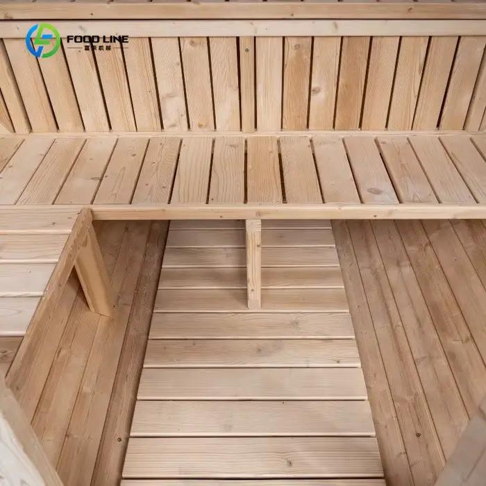 Sauna en bois massif traditionnel extérieur panoramique de luxe pour 2 personnes