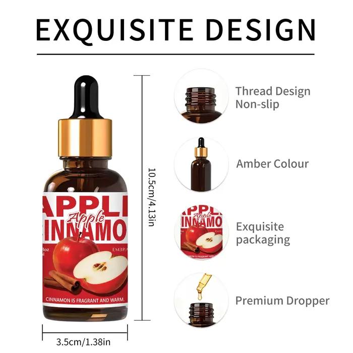 Huile essentielle de pomme et cannelle 30ml pour désodorisant, aromathérapie, bricolage et cadeau naturel pour maison et bureau