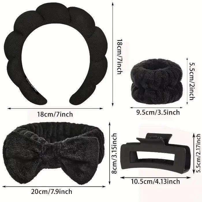 Lot de 5 bandeaux et bracelets de spa avec pinces à cheveux