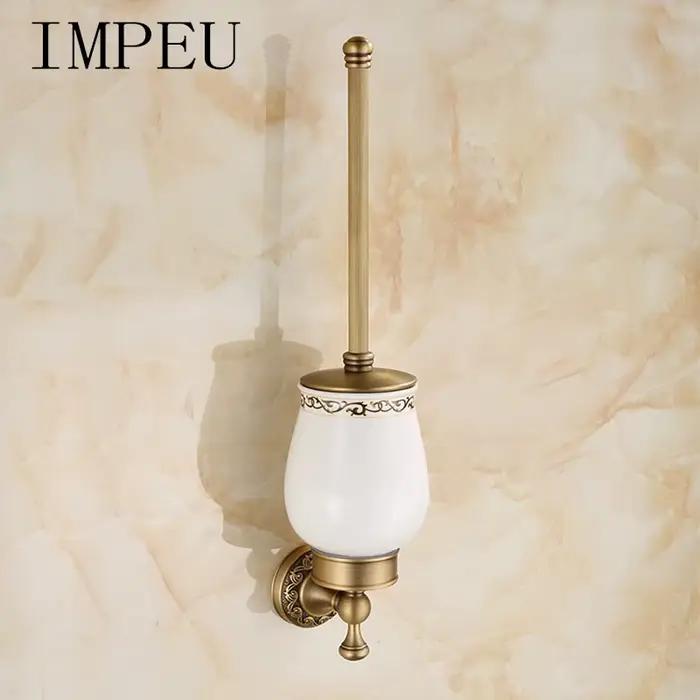 Porte-brosse de toilette en métal avec finition laiton pour salle de bains élégante et moderne à offrir pour des occasions spéciales