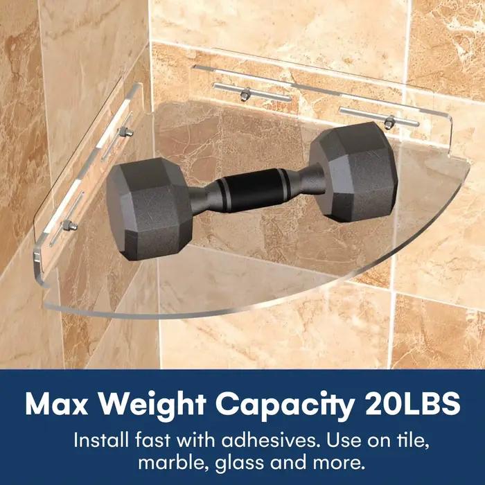 Lot de 2 étagères d'angle de douche murales en acrylique transparent